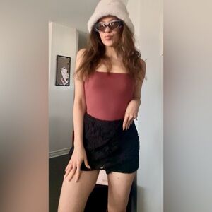 Dynamite Brick Red Halter Bodysuit